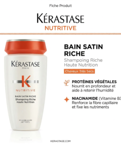 Kérastase Nutritive Bain Satin Riche 250 ml sur Lkadoo.ma. Shampooing nutritif pour cheveux très secs,