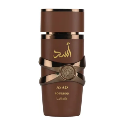 Découvrez Asad Bourbon Lattafa pour homme au Maroc. Un parfum épicé et gourmand aux notes de cacao, vanille bourbon, ambre et vétiver.