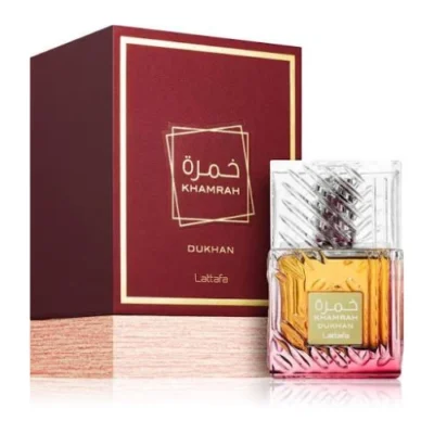 Découvrez Khamrah Dukhan Lattafa au Maroc. Une fragrance orientale, gourmande et chaleureuse au caractère intense. Commandez votre parfum sur LKadoo.